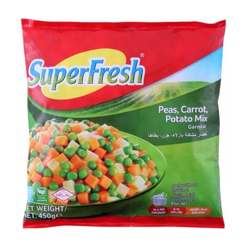 A-2714.jpg Superfresh Bezelye Havuç Patates Karışımı Garnitür 450 Gr - Image 1