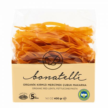 Bonatelli Organik Kirmizi Mercimek Cubuk Makarna (Organic Red Lentil Fettucine Pasta) 400 Gr