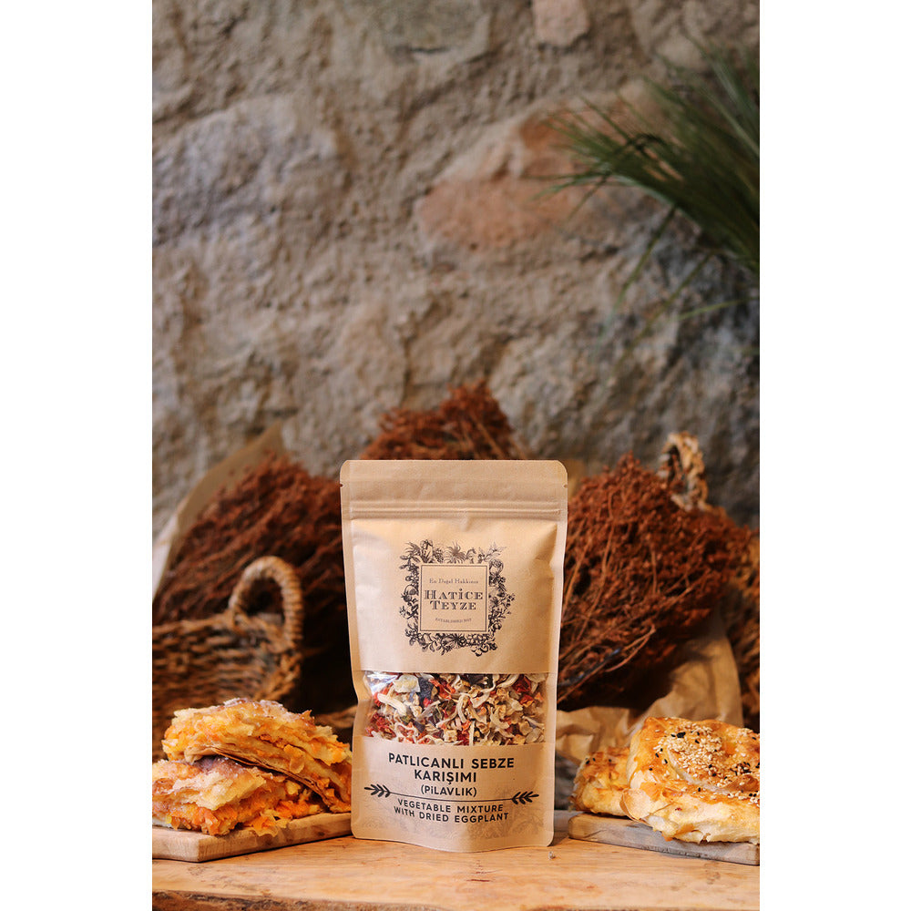 Hatice Teyze Vegetable Mixture with Dried Eggplant (Patlicanli Sebze Karisimi Pilavlik) 100g_63075ac7bed9d.jpeg Hatice Teyze Vegetable Mixture with Dried Eggplant (Patlicanli Sebze Karisimi Pilavlik) 100g - Image 1